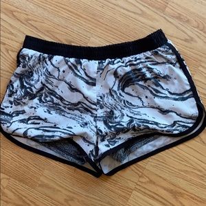 black/white tie dye athletic shorts
